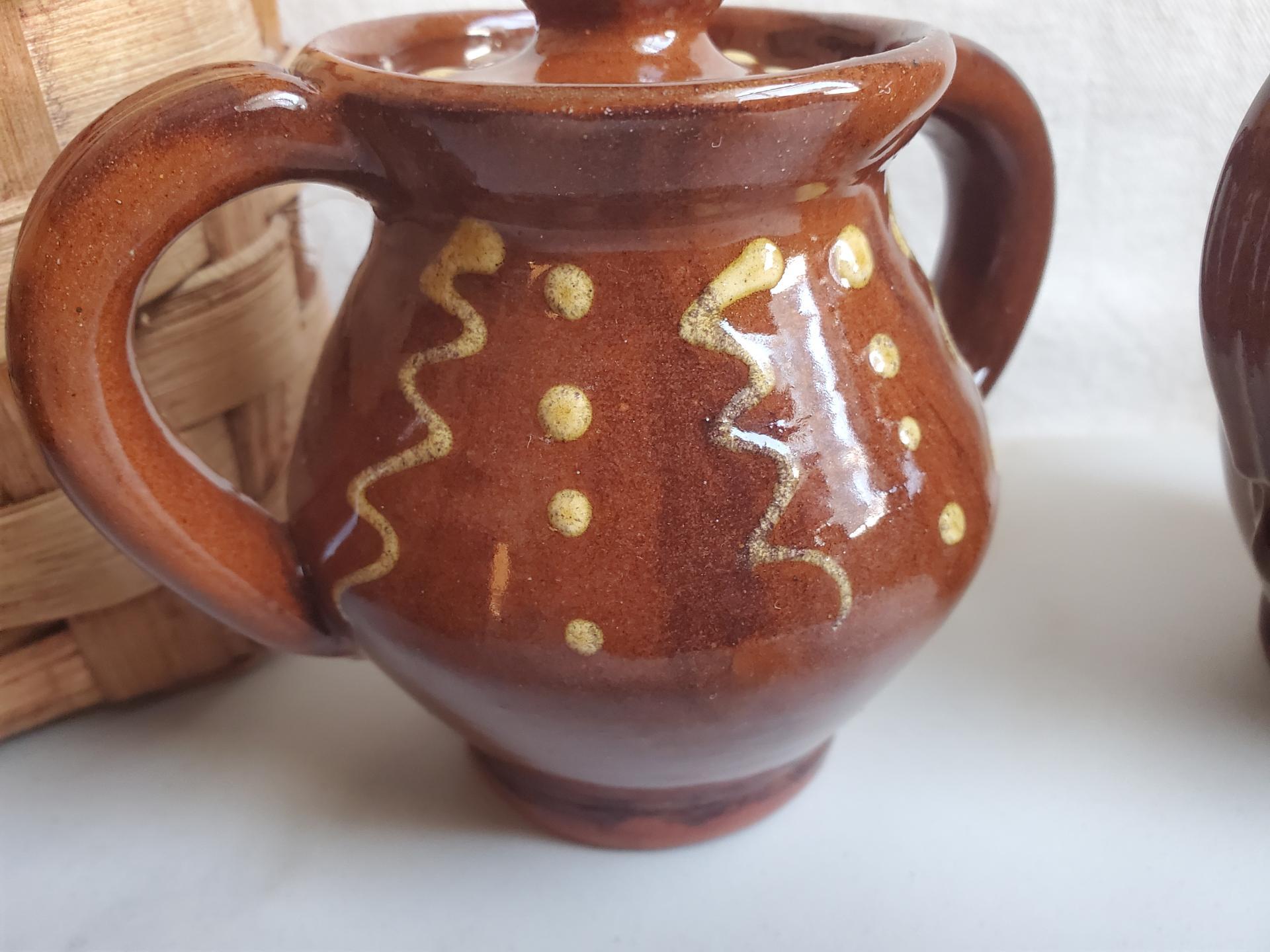 Sugar and Creamer Set with Squiggles and Dots Pattern