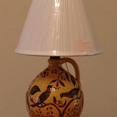 Lamp with Birds Eating Berries Design