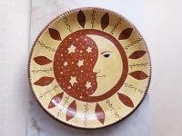 Redware 11 in. Plate with a Man in the Moon Sgraffito Motif