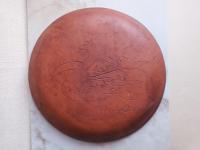 Redware 11 in. Plate with a Man in the Moon Sgraffito Motif