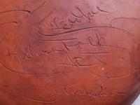 Redware 11 in. Plate with a Man in the Moon Sgraffito Motif