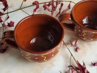 Redware Soup, Chowder, Cereal, Chili Bowls with Squiggles and Dots Decoration