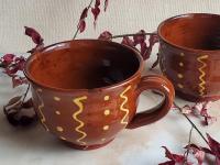 Redware Soup, Chowder, Cereal, Chili Bowls with Squiggles and Dots Decoration