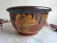 Custom Order Pied Potter Hamelin Redware 10" Bowl, Spangles and Daubs