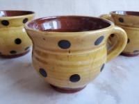 Redware Cup with Black Dots Decoration