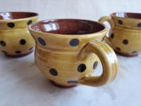Redware Cup with Black Dots Decoration