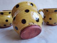 Redware Cup with Black Dots Decoration