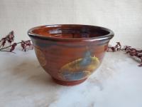 Redware 6 in Bowl with Spangles and Daubs Decoration