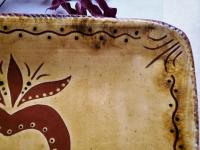 Redware Platter with Heart, Tulips and Leaves Sgraffito Decoration