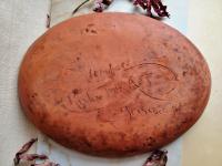 Custom Order Kulina Folk Art Redware Oval Platter with Black Polka Dots Pattern