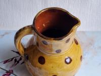 Redware Pitcher with Black Polka Dots