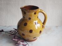 Redware Pitcher with Black Polka Dots