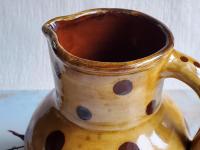 Redware Pitcher with Black Polka Dots
