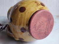 Redware Pitcher with Black Polka Dots
