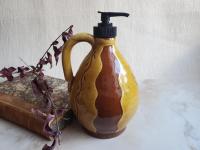 Redware Soap/Lotion Dispenser (a) Sgraffito Decorated