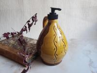 Redware Soap/Lotion Dispenser (a) Sgraffito Decorated