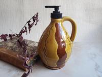 Redware Soap/Lotion Dispenser Sgraffito Pattern