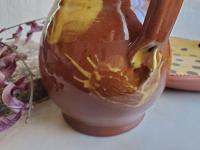 Redware Soap/Lotion Dispenser with Spangles & Daubs Decoration (c)