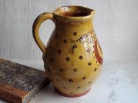 Redware Pitcher, Angel with Wings Sgraffito Motif