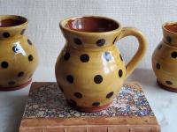 Redware Mug with Black Polka Dots