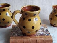 Redware Mug with Black Polka Dots