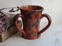 Redware Tyg with Gray Accents