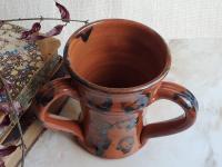 Redware Tyg with Gray Accents