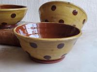 Redware 5 inch Bowl with Brown Polka Dots