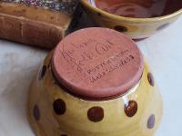 Redware 5 inch Bowl with Brown Polka Dots