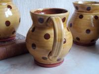 Redware Mug with Brown Polka Dots
