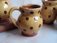 Redware Mug with Brown Polka Dots
