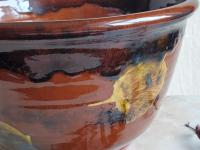 Redware 10 in Bowl with Spangles and Daubs Motif