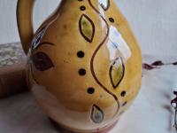 Redware Soap/Lotion Dispenser (c) Sgraffito Decorated