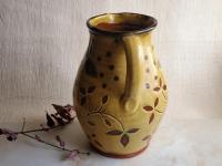 Redware Pitcher, Ivy Leaf Sgraffito Motif