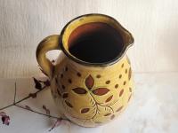 Redware Pitcher, Ivy Leaf Sgraffito Motif