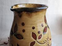 Redware Pitcher, Ivy Leaf Sgraffito Motif
