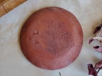 Small Redware Plate with "Feather" Motif