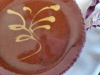 Small Redware Plate with "Feather" Motif