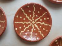 Miniature Redware Plates (4) with Slip Patterns