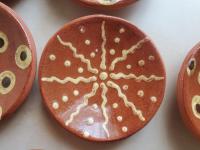 Miniature Redware Plates (4) with Slip Patterns