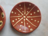 Miniature Redware Plates (2) with Slip Decoration