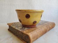 Redware 4 inch Bowl with Brown Polka Dots