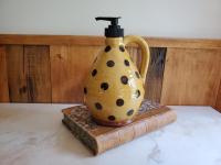 Redware Soap or Lotion Dispenser jug (a) with Black Dots