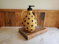 Redware Soap or Lotion Dispenser jug (a) with Black Dots