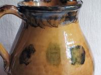 Large Redware Pitcher, Angel with Wings Sgraffito Motif