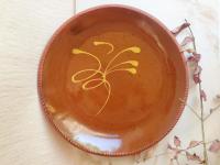 Large Redware Plate with "Feather" Motif