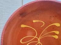Redware 11 in. Plate with "Feather" Motif