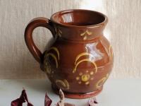 Redware Mug with Slipware Motif