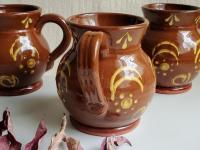 Redware Mug with Slipware Motif