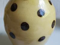 Redware Ovoid Bottle with Black Dots and Lead-Free Glaze